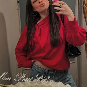 Liz Claiborne Red Oversized Long Sleeve Sweatshirt